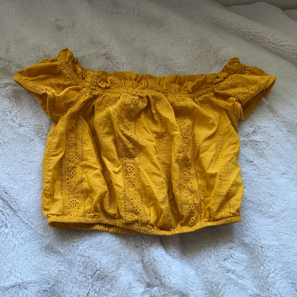 Off the shoulder puffy cropped top